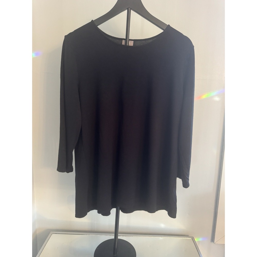 J.‎ Jill Black Stretch Knit Tunic Top XL Minimalist Soft Drape Classic